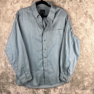 Jos A Bank Travelers Collection Button Down Shirt Mens Large Blue Cotton Casuals